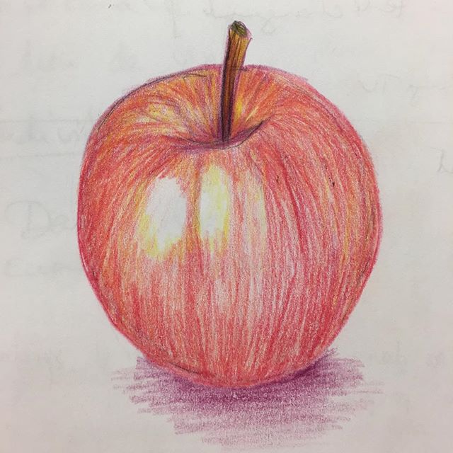 Une petite pomme en crayon de couleur pour la réunion du lundi :) #ciloubidouilledrawing #ciloudrawings #anappleaday