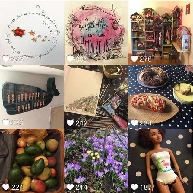 En février, vous avez aimé mes dessins, la chambre de Siloë, ma bibliothèque baleine, ma cuisine et un bricolage pour faire des maillots aux Barbie (sur mon blog). Pis vous m'avez consolée aussi... merci ! #ciloubidouille