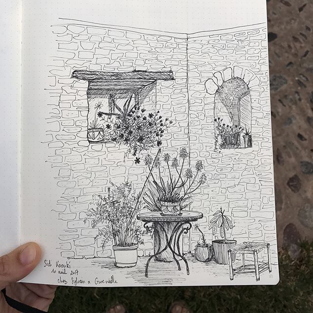 Je dessine la superbe maison marocaine de mon cousin #maisondhotes #essaouira #ciloubidouilleauMaroc