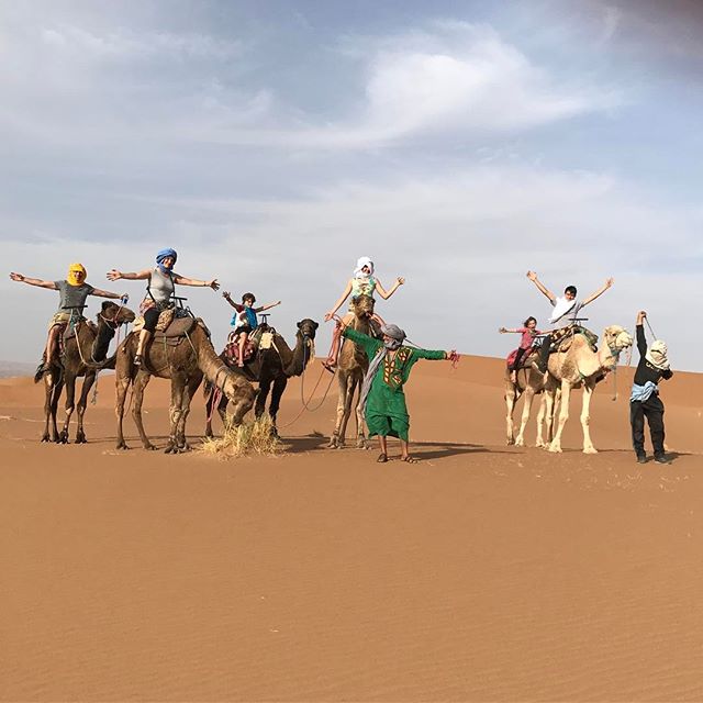 Tour de dromadaires (étrangement ça file moins la gerbe que le 4/4 qui suit la piste du Dakar) #désertmarocain #ciloubidouilleauMaroc #chegaga