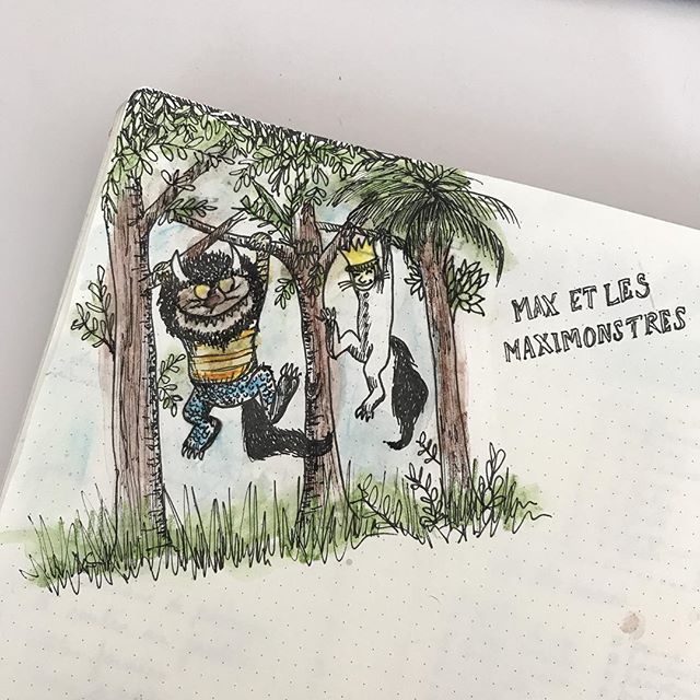 Max et les Maximonstres (et essai de crayons aquarelles). Plus sur mes stories. Ca vous plait ? #ciloudrawings #ciloubidouilledrawing #maxetlesmaximonstres