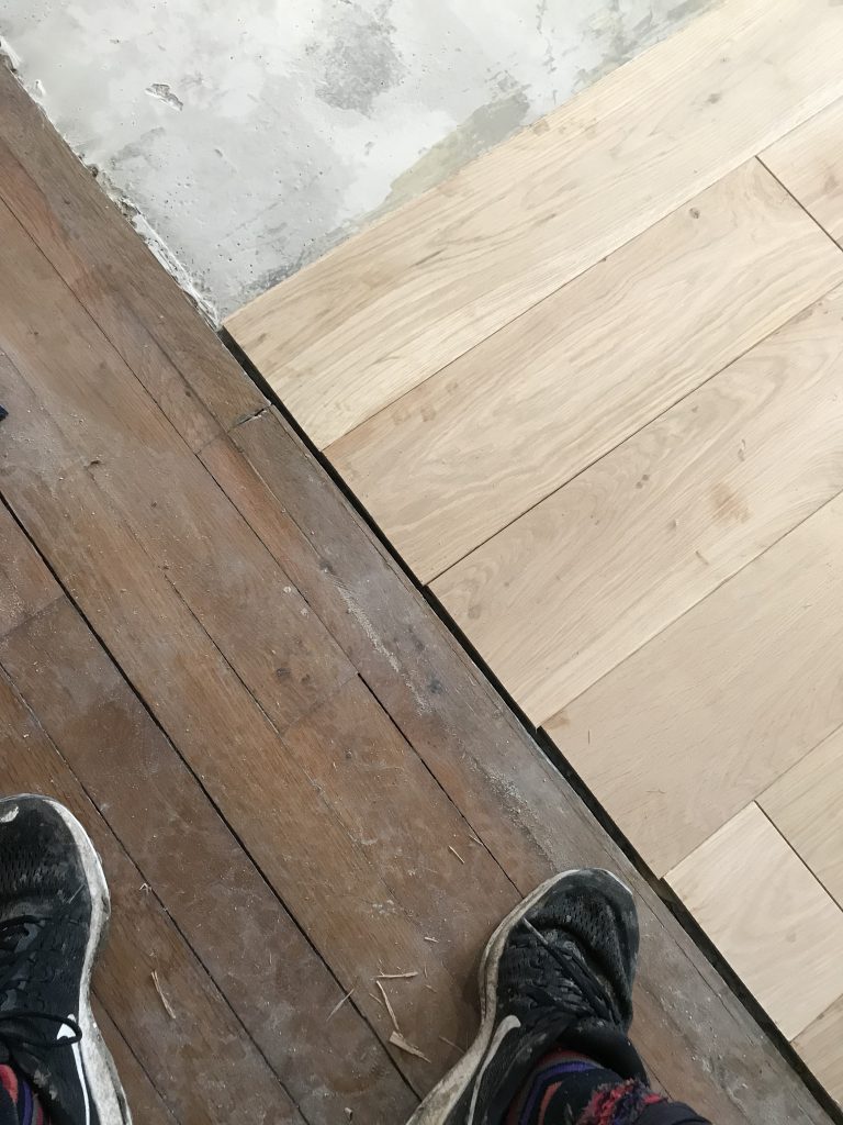 Aménagement de la Cuisine : les travaux #1 21 démarcation entre deux parquets