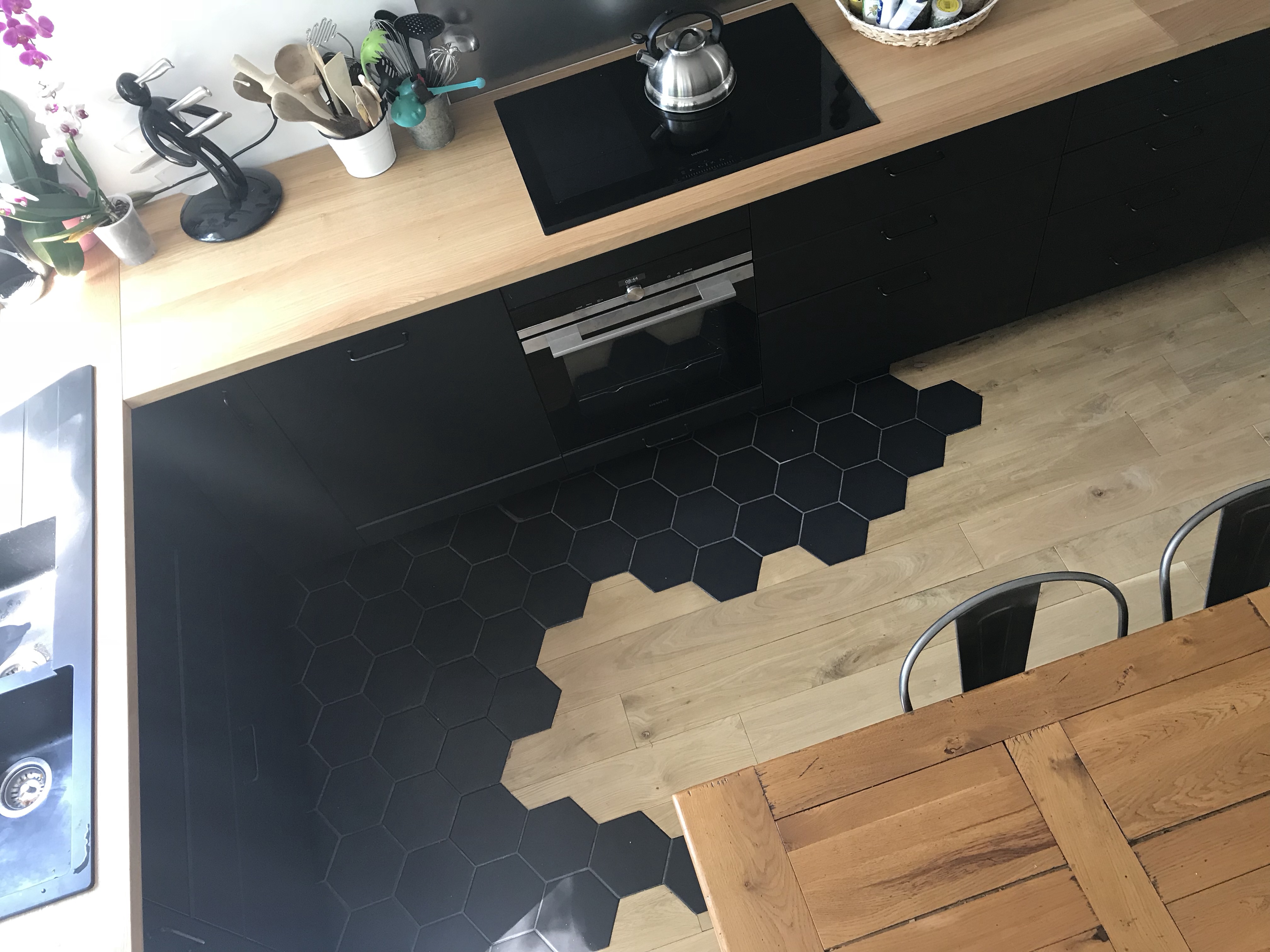 Installation de la cuisine : le montage #2 30 sol cuisine original parquet carrelage