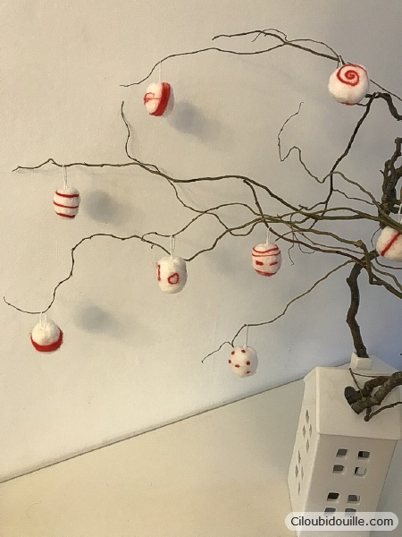 Calendrier de l'avent en laine cardée 35 laine cardée