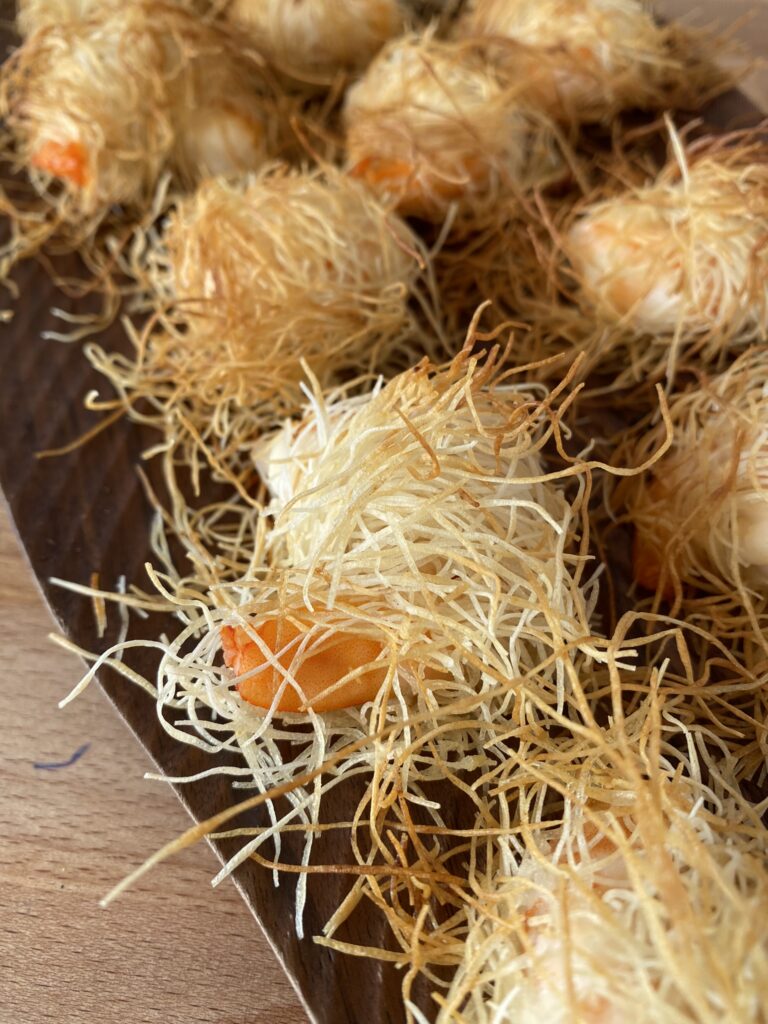 recette de crevettes au kadaif croustillant