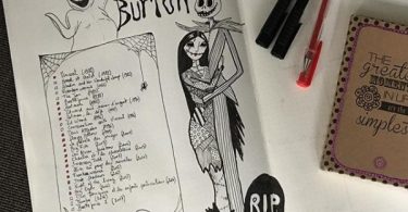 page tim burton bullet journal