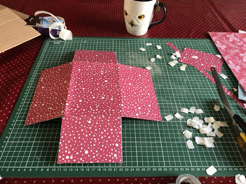 boîte à photos - recouvrir de jolis papiers