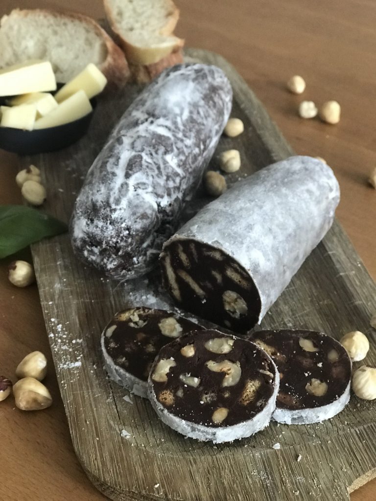 saucisson au chocolat découpé