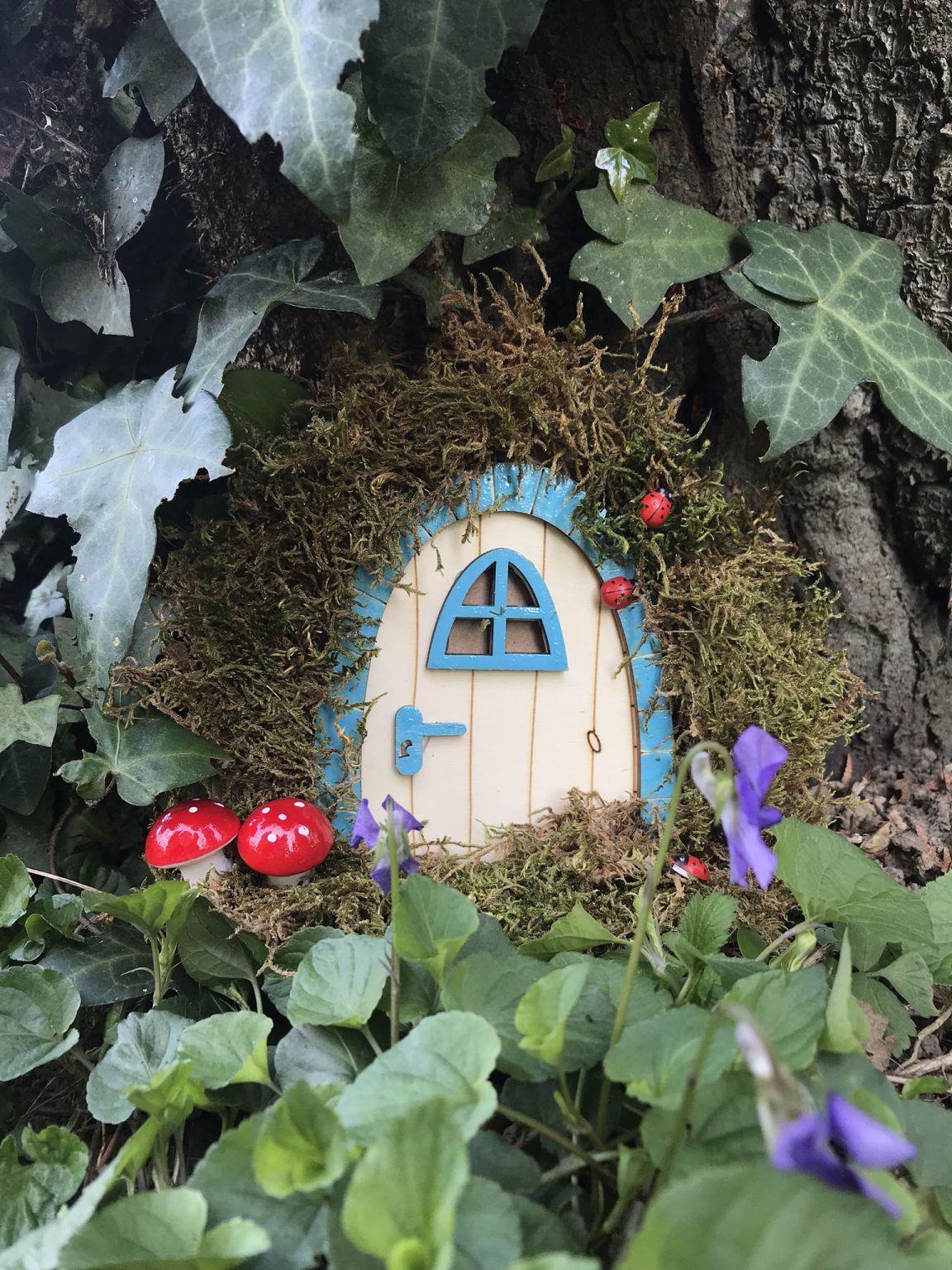 Porte De Fée Lumineuse Pour Jardin - Résine Peinte à La Main - 12x7x15.5cm - Pour Tronc D'Arbre Ou Décoration