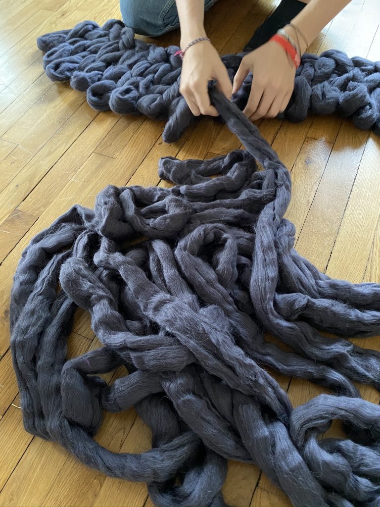 plaid à tricoter sans aiguille