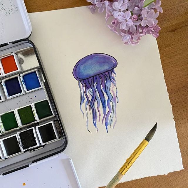 Dessiner une méduse à l'aquarelle