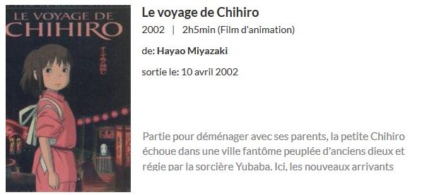 Le voyage de chihiro