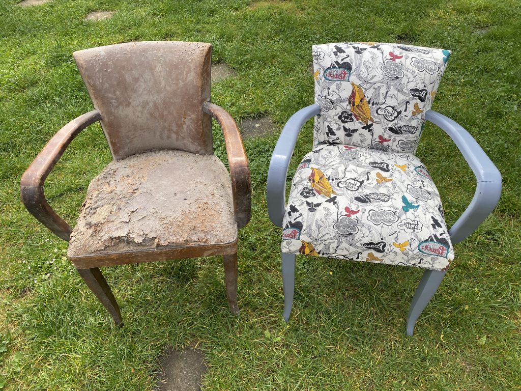 Des mini-chaises transformées en porte plante 7 restauration facile de fauteuil
