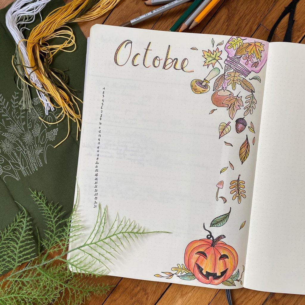 bullet journal programme d'octobre