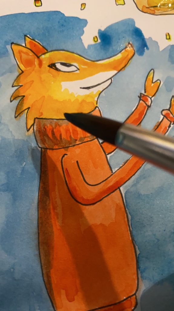 renard aquarelle