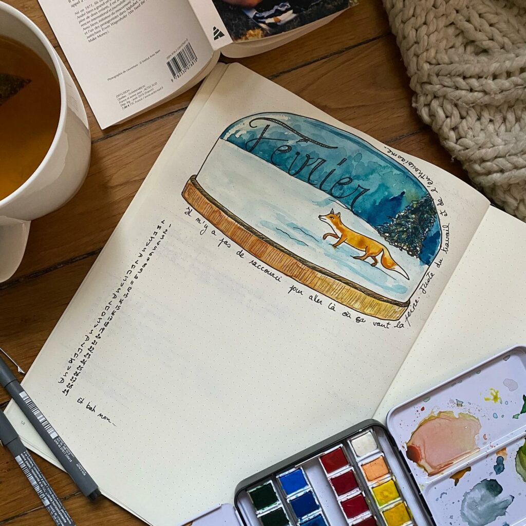 Page Bullet Journal de Février 1 février page bullet journal