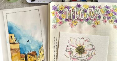 aquarelle mars bullet journal