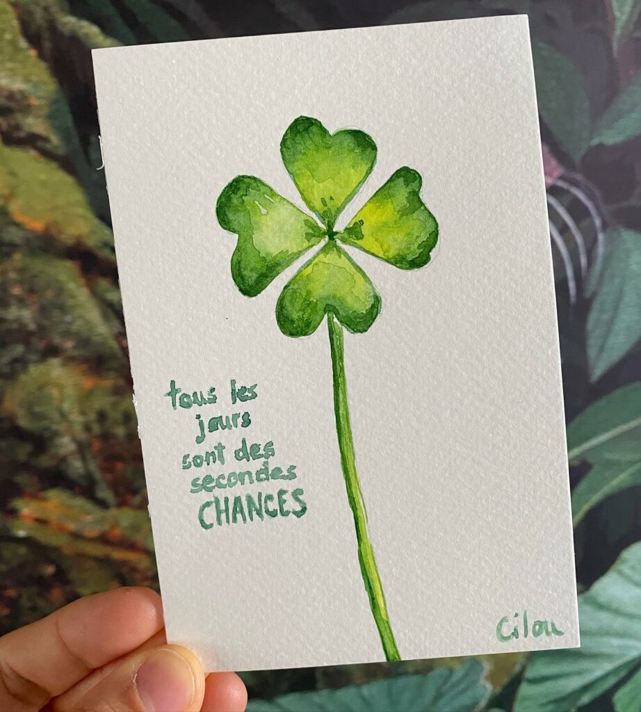 Tous les jours sont des secondes chances 1 deuxième chance trèfle en aquarelle