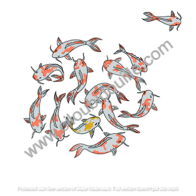 Illustrations inspirées 6 Carpes couleurs lowres
