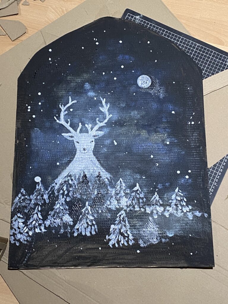 fenêtre du château de Poudlard en carton patronus peinture