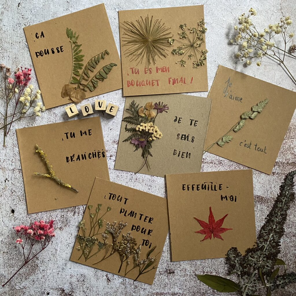 Des cartes pour une saint valentin naturelle et coquine 11 carte saint valentin en fleurs séchées écologique
