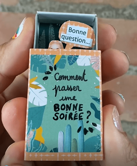 bon pour personnalisé : une boite d'allumettes transformée en boite à message