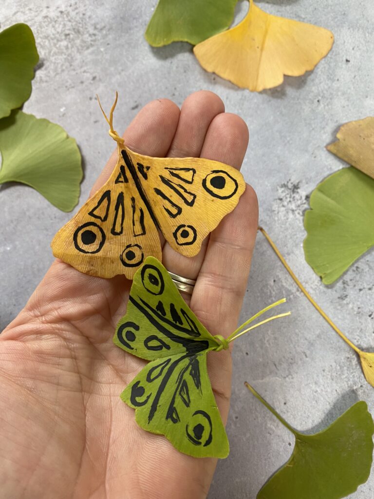 Papillon ginkgo : fabriquer un papillon à partir de feuille de ginkgo