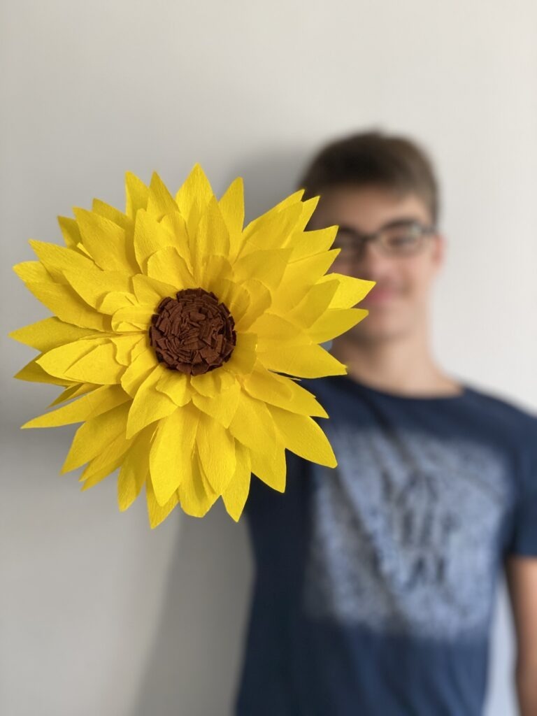 tournesol en papier crépon