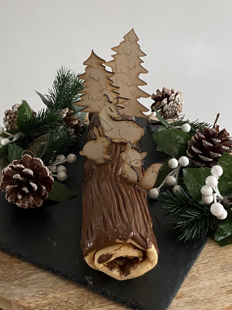 Décoration de bûche de Noël en bois à personnaliser