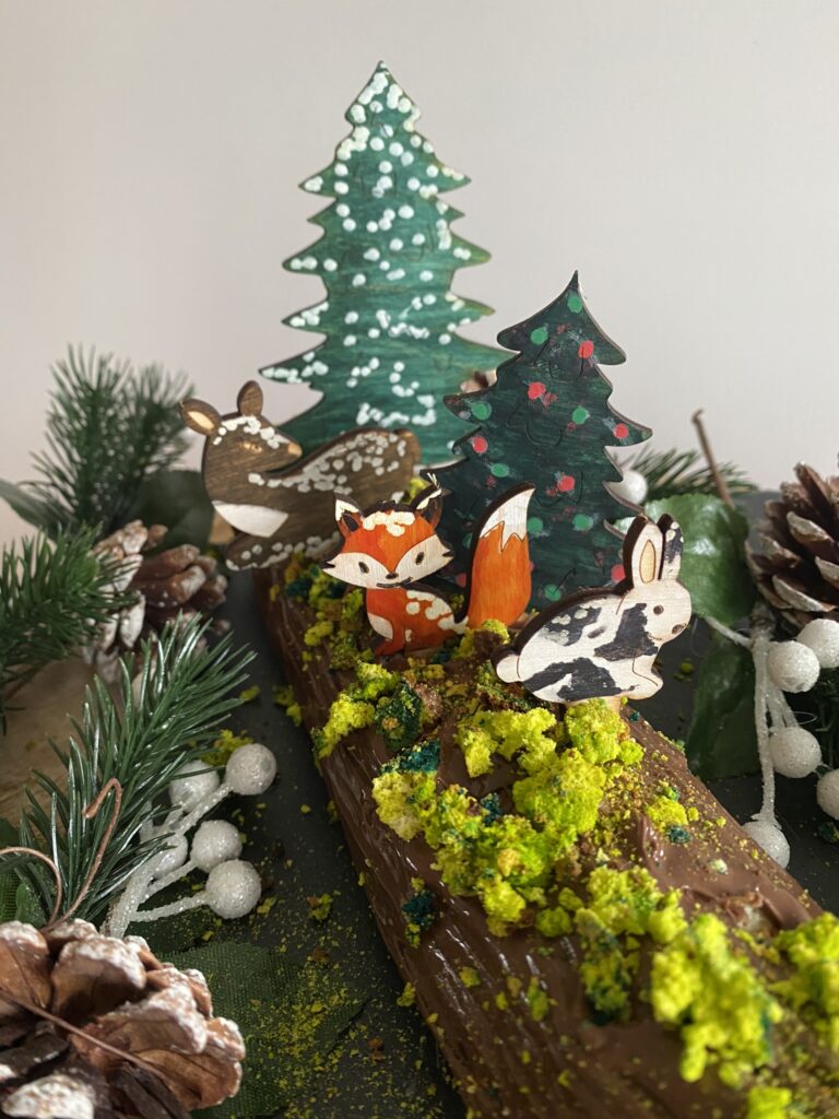 Décoration de bûche de Noël en bois à personnaliser