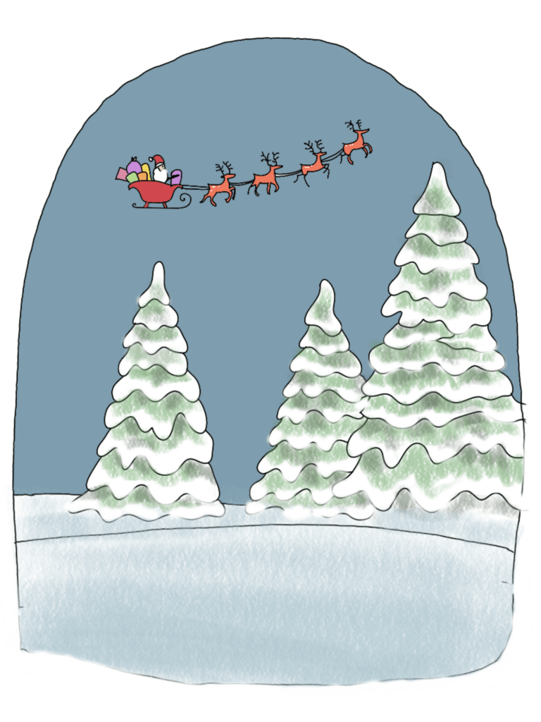 Une petite fenêtre aux couleurs de l'hiver : surprise n°10 1 dessin neige traineau père noel