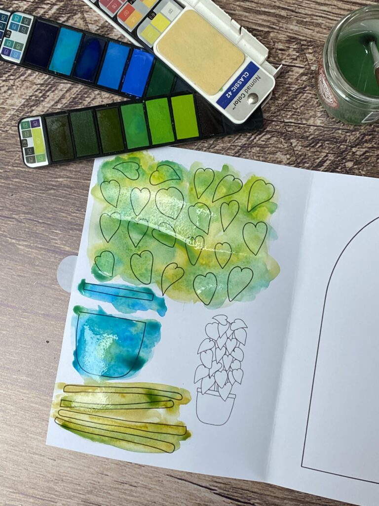 plante en papier aquarelle
