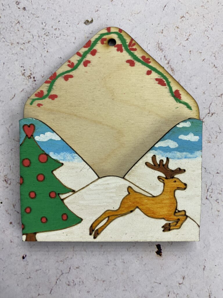 Enveloppe en bois personnalisée pour liste de Noël